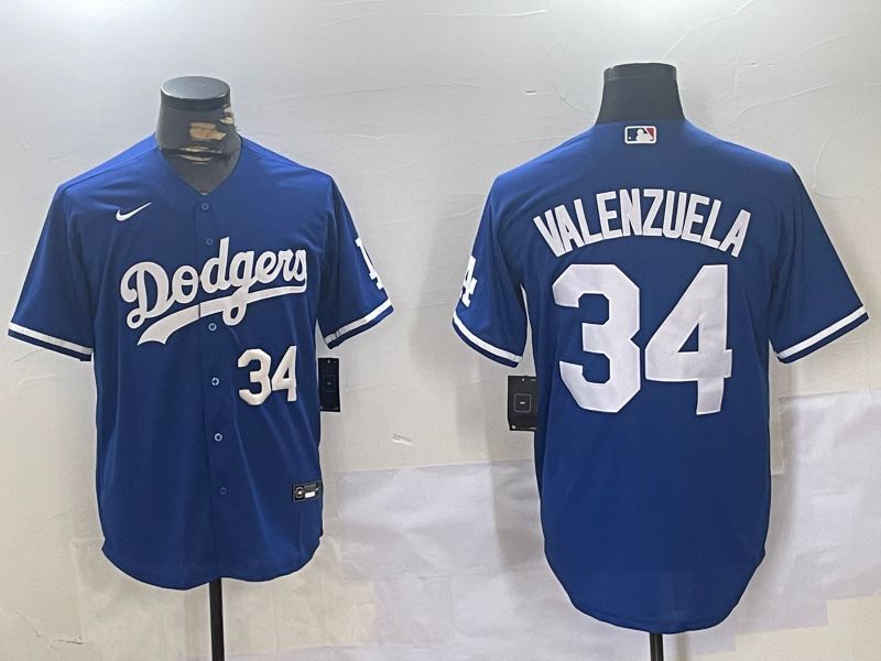 Men Los Angeles Dodgers #34 Valenzuela Blue Game 2024 Nike MLB Jersey style 11205->los angeles dodgers->MLB Jersey